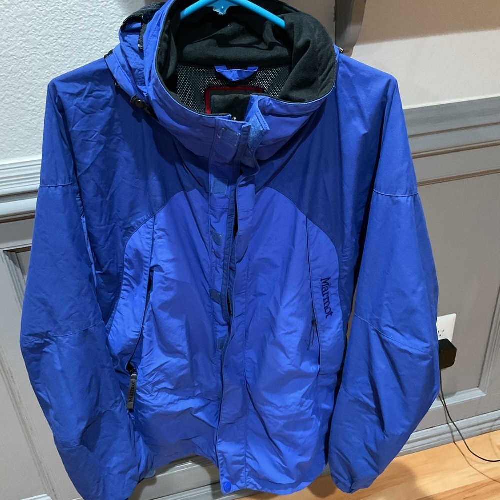 Marmot Two-Tone Royal and Navy Blue Hooded Shell Jacket
